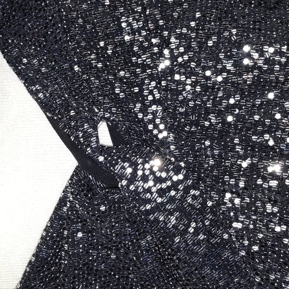 ZARA Silver Grey Sequin Metallic Long Sleeve Top With Knot size small - Picture 2 of 8